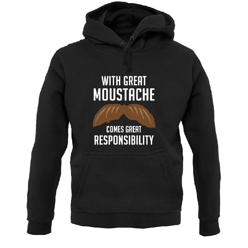 With Great Moustache Unisex Hoodie Hoodie with Embroidery Detailed Premium