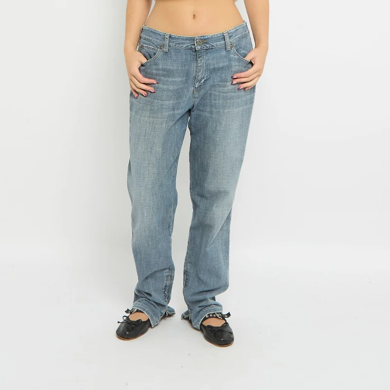 Armani Embroidered Detail Straight Leg Jeans - UK 10 Comfortable Zip-Up Skinny Jeans Armani Embroidered Detail Straight Leg Jeans - UK 10 Comfortable Zip-Up Skinny Jeans