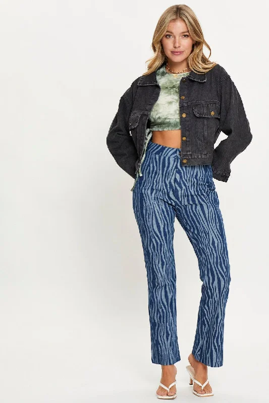 Blue Denim Jeans Fashionable Distressed Jeans