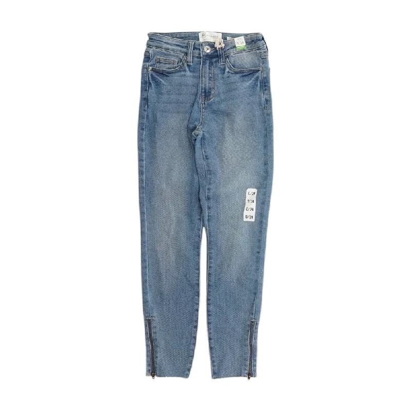 Blue Solid High Rise Skinny Leg Jeans Stylish Cargo Style Jeans