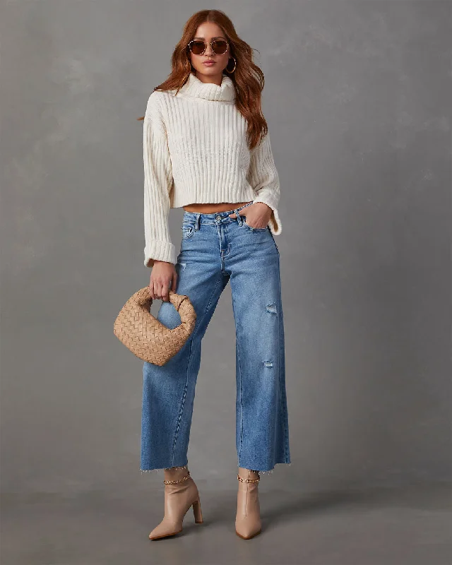 Caleb High Rise Wide Leg Stretch Jeans Fashionable Relaxed Fit Denim