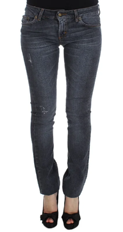 Cavalli  Wash Cotton Blend Slim Fit Women's Jeans Fashionable Raw Hem Bootcut Jeans
