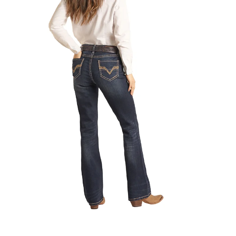 Ladies Cheetah Pocket Riding Jean Fashionable Vintage Wash Jeans