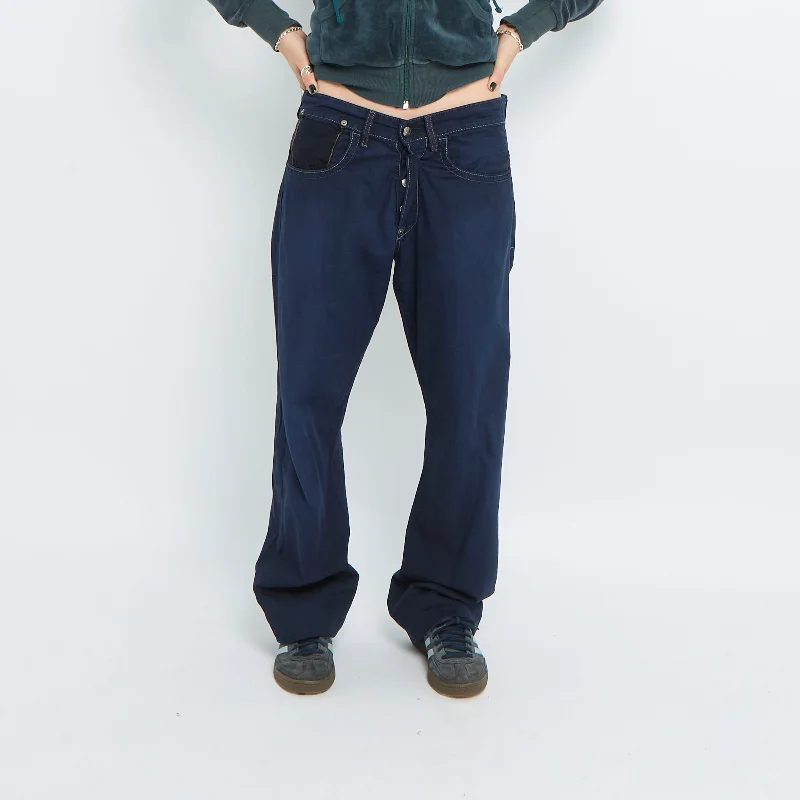 Contrast Stitch Straight Leg Jeans - UK 6 Comfortable Mid-Rise Jeans