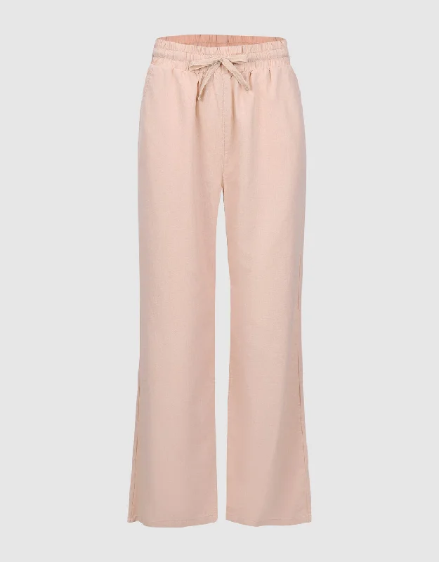 Drawstring Waist Wide-Leg Jeans Comfortable Boyfriend Jeans
