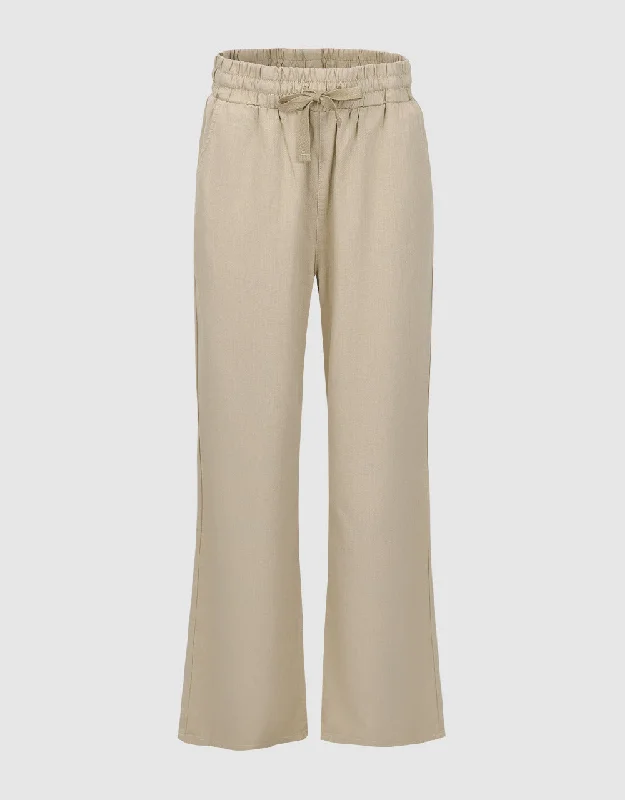 Drawstring Waist Wide-Leg Jeans Stylish High-Rise Mom Jeans