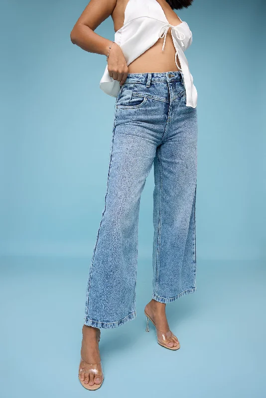 Whiskered Light Straight Leg Jeans Elegant Dark-Wash Bootcut Jeans