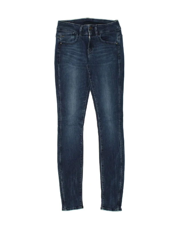 G-STAR Womens Skinny Jeans W28 L34 Navy Blue Cotton Trendy Classic Fit Jeans