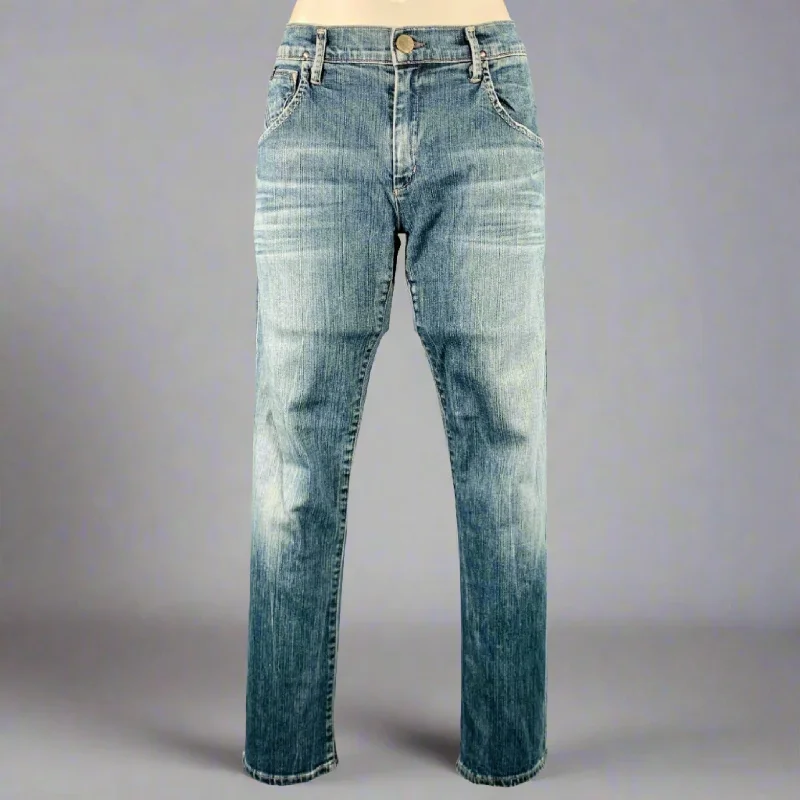GOLDSIGN Size 30 Blue Cotton Blend Distressed Jeans Comfortable Ankle Jeans