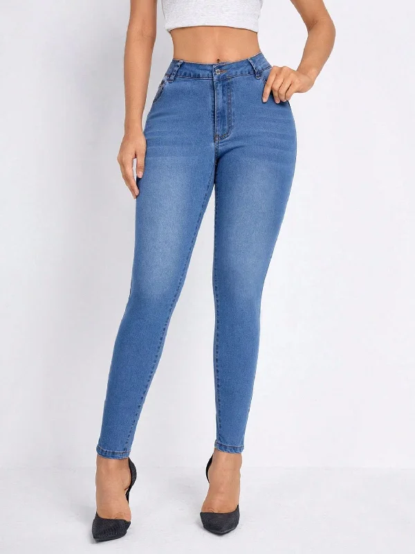 High Rise Skinny Jeans with Pockets Casual High-Waisted Bootcut Jeans