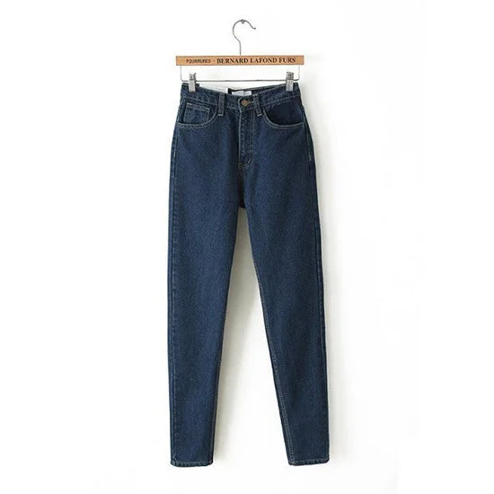 High Waist Denim Jeans Fashionable Vintage Wash Jeans