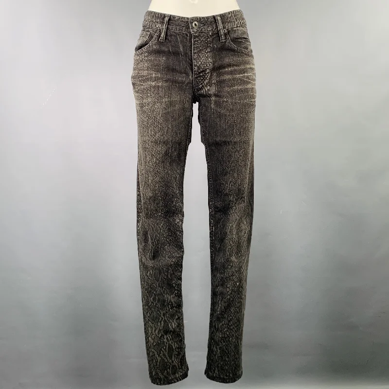 L.G.B Size 28 Grey Charcoal Cotton Polyurethane Snake Skin Print Jeans Elegant Wide-Leg Jeans L.G.B Size 28 Grey Charcoal Cotton Polyurethane Snake Skin Print Jeans Elegant Wide-Leg Jeans