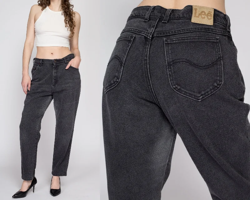 Large 90s Lee Faded Black High Waisted Jeans 32"-34" Fashionable Raw Hemmed Jeans