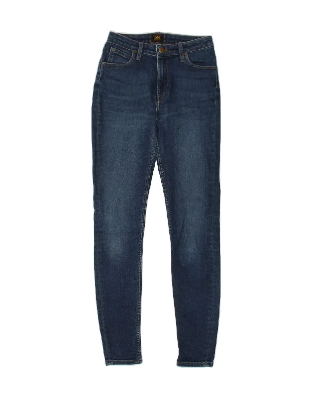 LEE Womens Skinny Jeans W26 L30 Navy Blue Cotton Stylish Tapered Fit Jeans