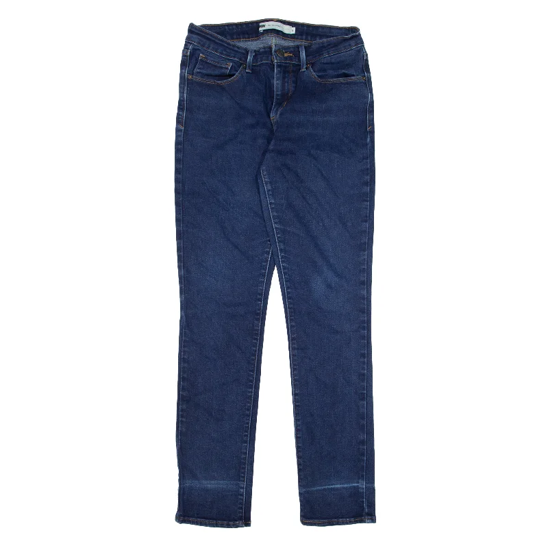 LEVI'S Mid Rise Jeans Blue Denim Slim Skinny Womens W26 L29 Fashionable Raw Hem Bootcut Jeans