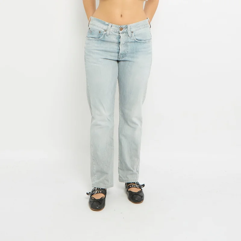 Light Wash Straight Leg Jeans - UK 12 Cozy Tencel Blend Denim Jeans