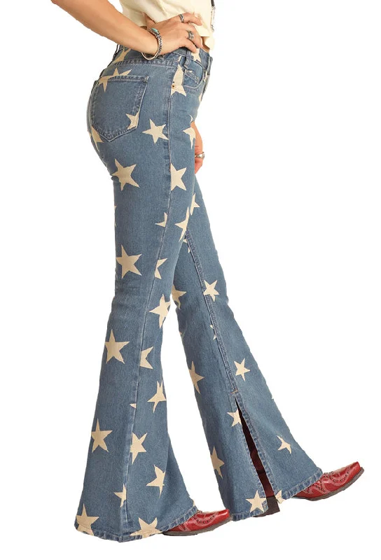 Rock & Roll Stars Highrise Flare Jean Fashionable Straight Cut Jeans