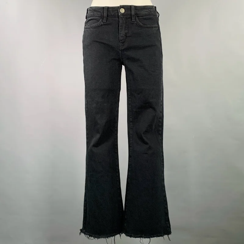 M.I.H JEANS Size 28 Black Denim Raw Edge Bell Bottom Jeans Casual Light Wash Jeans