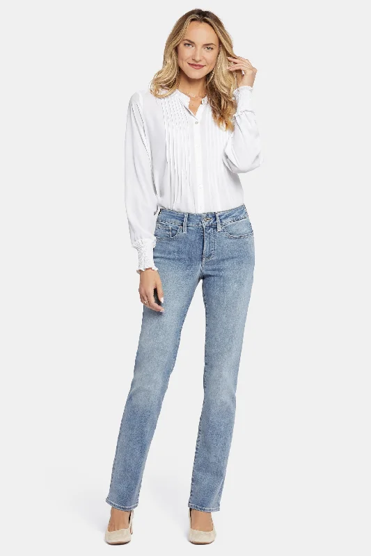 Marilyn Straight Jeans - Haley Fashionable Frayed Hem Denim