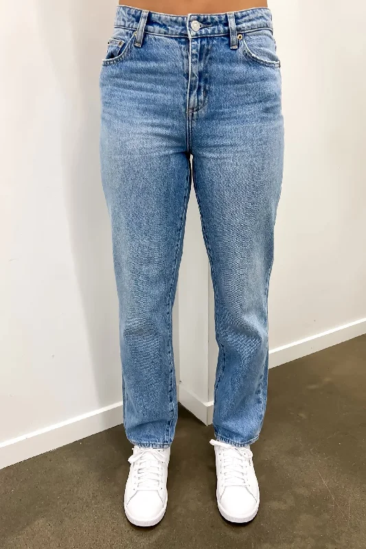 Mid Slim Straight Petite Jean Lafayette Blue Trendy Vintage Denim Jeans