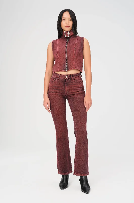 NAO - HIGH RISE BOOTCUT JEANS | RUBY RED Trendy Low-Rise Slim Jeans