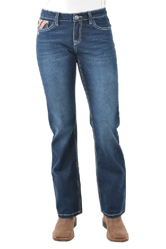 Pure Western Ladies Aztec Boot Cut Jeans Casual Straight-Leg Jeans