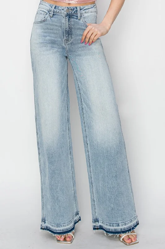 Risen Full Size High Rise Wide Leg Jeans Fashionable Slim Fit Jeans