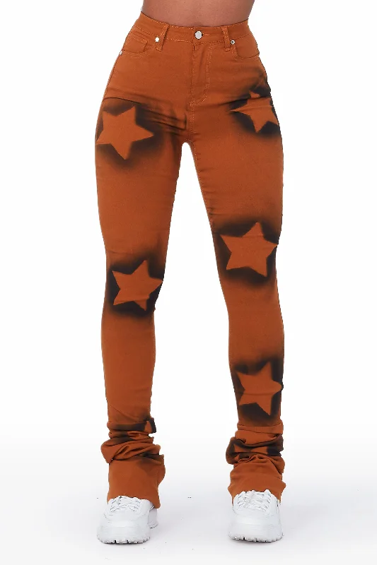 Stars In My Eyes Mustard Super Stacked Jean Trendy Pleated Waist Jeans