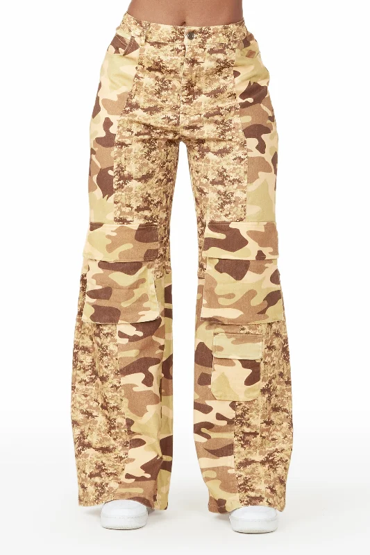 Nikki Camo Wide Leg Jean Comfortable Straight-Legged Denim