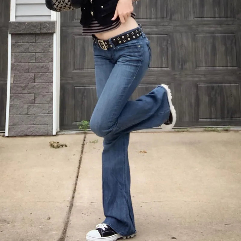 DressBetty - 2024 Sexy Blue Bell Bottom Boot-cut Fashion Streetwear Jeans Comfortable Ankle Jeans DressBetty - 2024 Sexy Blue Bell Bottom Boot-cut Fashion Streetwear Jeans Comfortable Ankle Jeans
