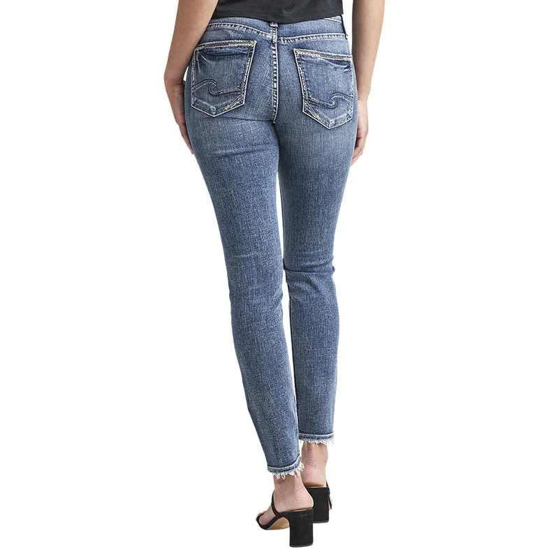 Silver Jeans Women's Suki Mid Rise Skinny Jeans Trendy Button-Up High-Waist Jeans