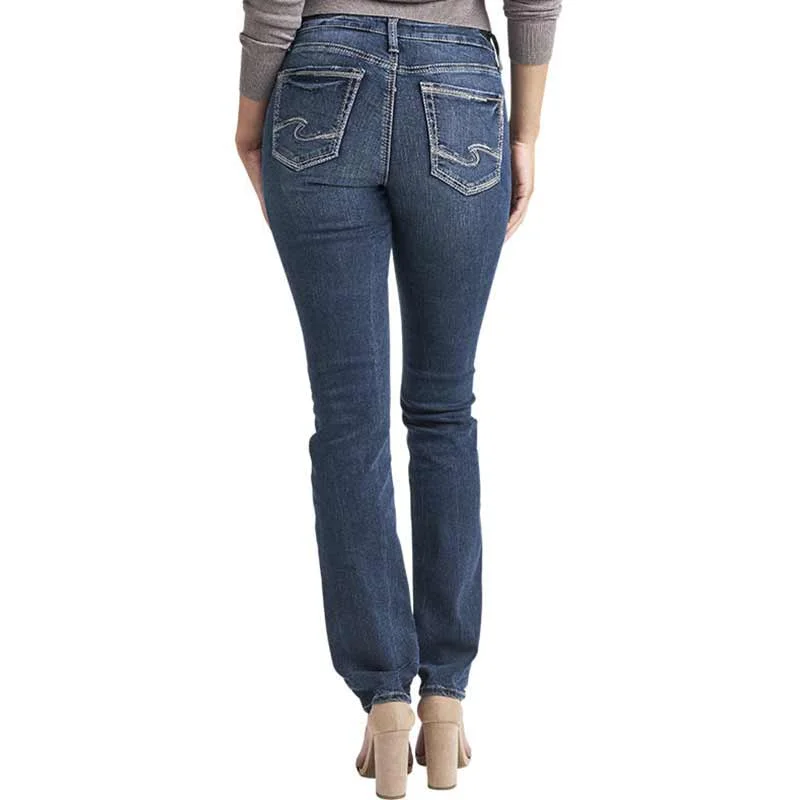 Silver Jeans Women's Suki Mid Rise Straight Leg Jeans Comfortable Full-Length Denim Jeans Silver Jeans Women's Suki Mid Rise Straight Leg Jeans Comfortable Full-Length Denim Jeans