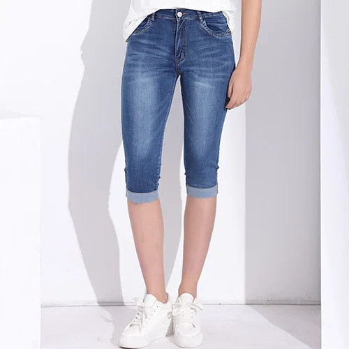 Skinny Capris Jeans Comfortable Zip-Up Skinny Jeans