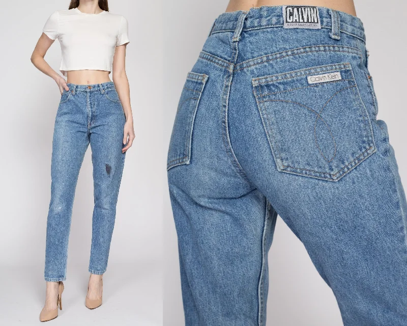 Small 80s Calvin Klein High Waisted Mom Jeans 27" Fashionable Relaxed Fit Denim