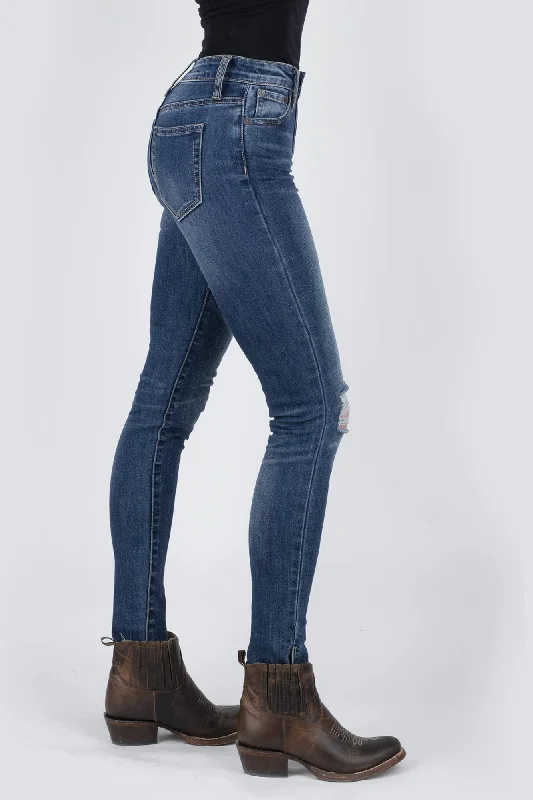 Stetson 902 Womens Blue Cotton Blend High Waist Jeans Trendy Plus Size Jeans