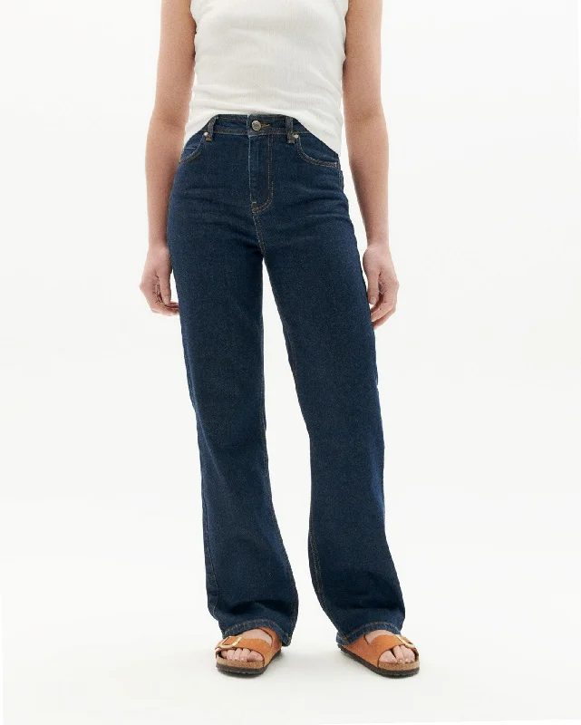 Theresa Jeans Dark Denim Fashionable Button-Front Jeans