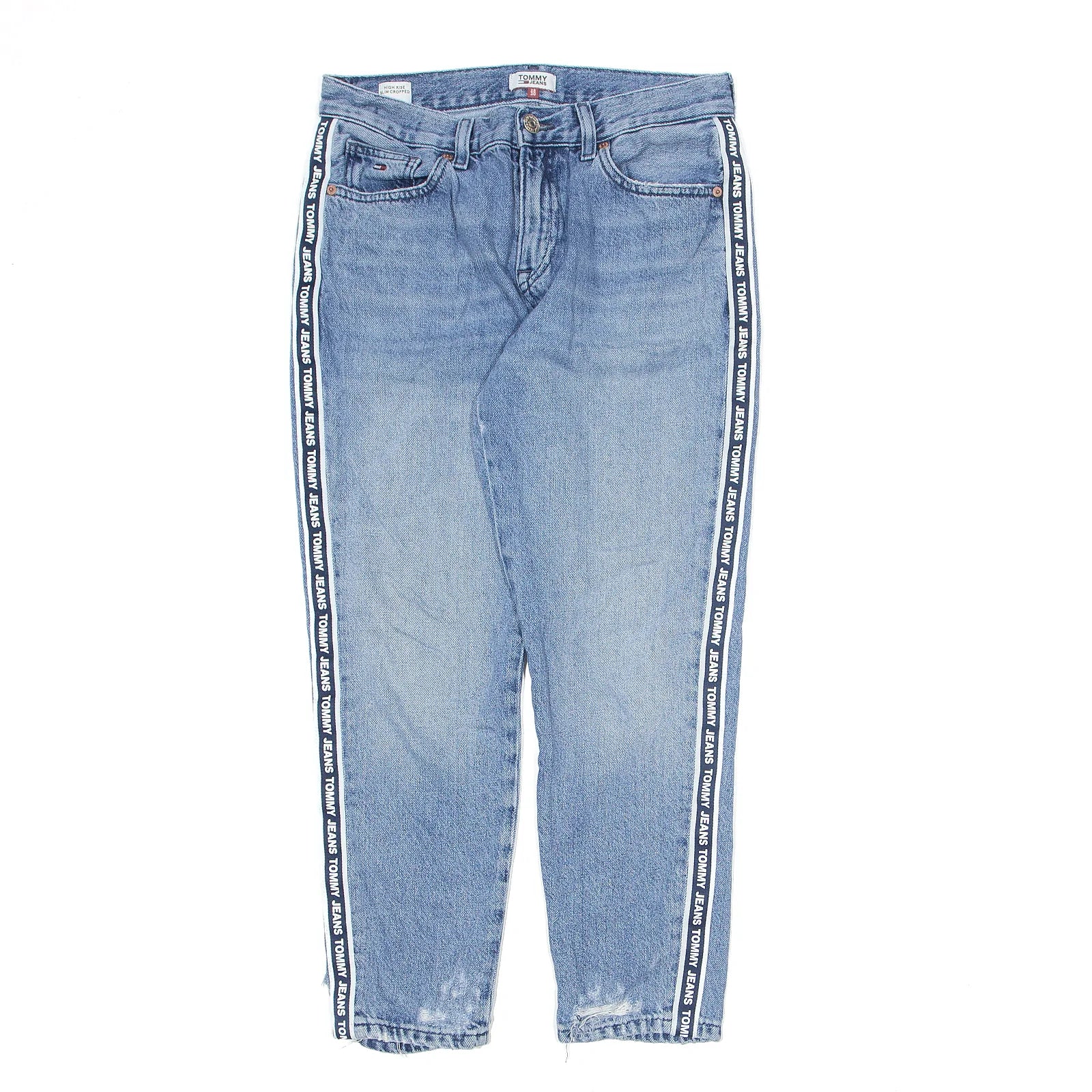TOMMY HILFIGER Izzy Cropped Blue Jeans W28 L26 Fashionable Frayed Hem Denim