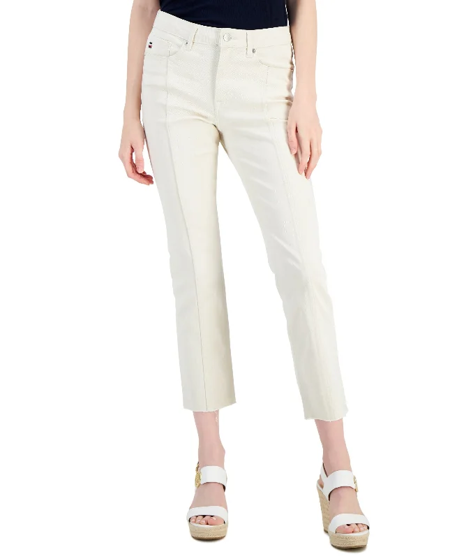 Tommy Hilfiger Womens Tribeca Raw Hem Front Seam Jeans Casual Straight-Leg Jeans