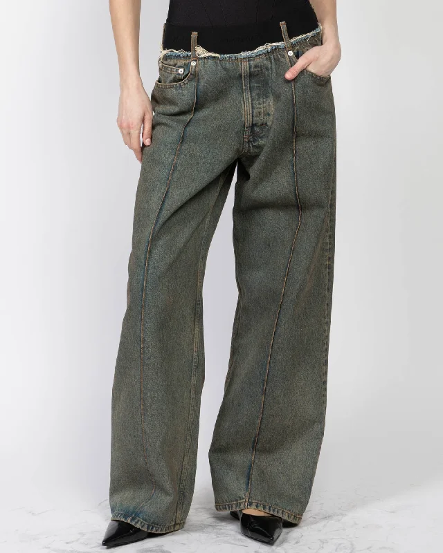 Elasticated Waist Jeans Chic Vintage-Inspired Denim Jeans