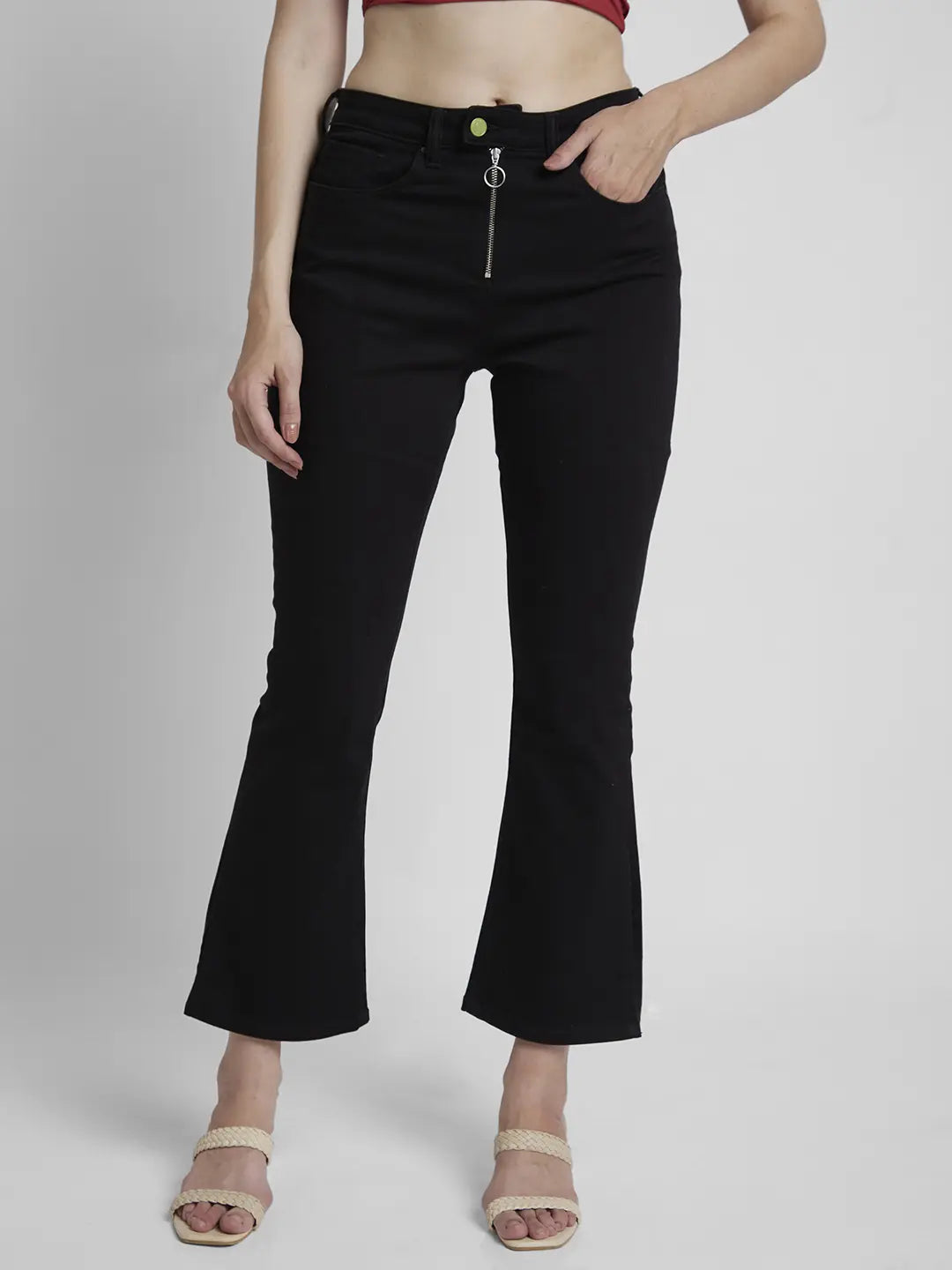 Spykar Women Black Lycra Bootcut Fit Ankle Length Clean Look Jeans -(Elissa) Stylish High-Waisted Denim