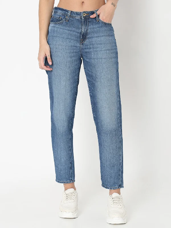 Spykar Women Cotton Mom Fit Mid Rise Jeans Trendy Classic Fit Jeans