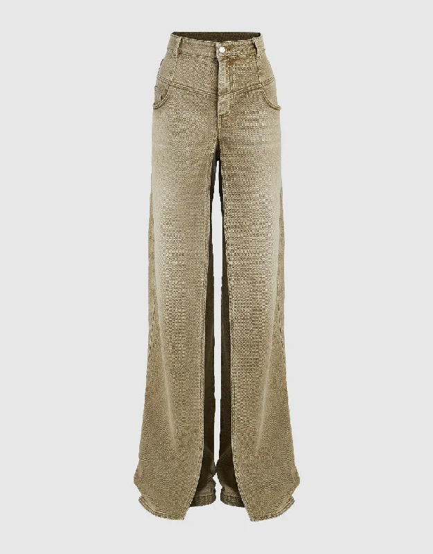Wide-Leg Jeans Fashionable Cropped Denim Jeans