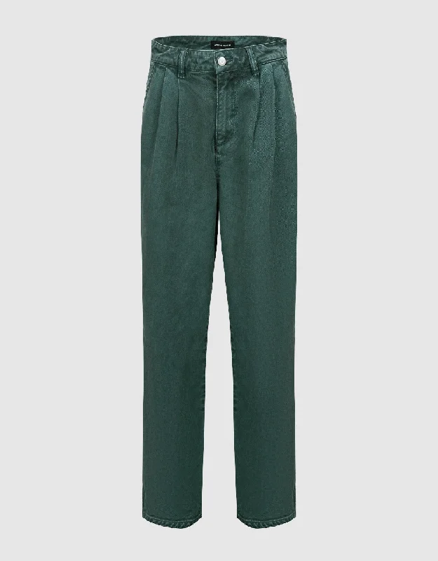 Wide-Leg Jeans Trendy Button-Up High-Waist Jeans