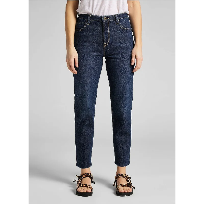 Rinse Wash Straight Frayed Hem Jeans Chic Vintage-Inspired Denim Jeans