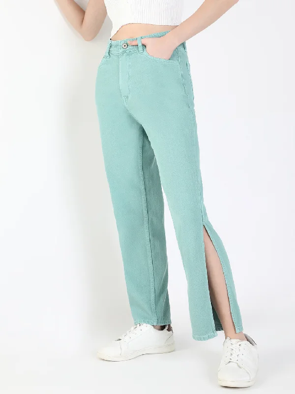Women Sea Green Straight Fit Jeans-GZ-5594-Seagreen Comfortable Low-Rise Jeans