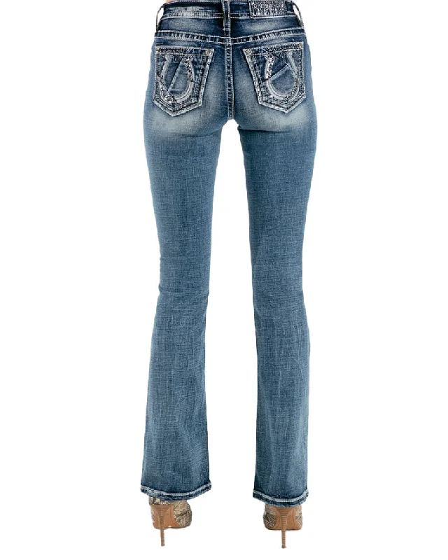 Women's Broken Horseshoe Bootcut Jeans Fashionable Straight Fit Denim
