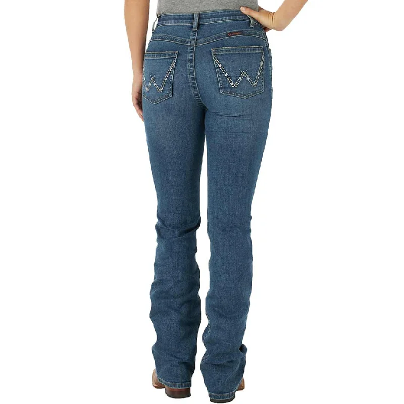 Wrangler Women's Ultimate Riding Willow Bootcut Jeans Fashionable Raw Edge Jeans
