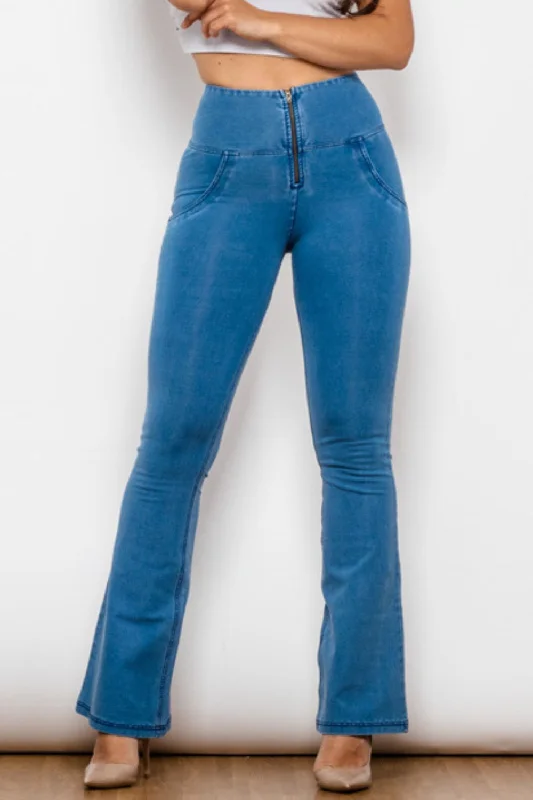 Zip-Up Wide Waistband Long Jeans Fashionable Slouchy Fit Jeans