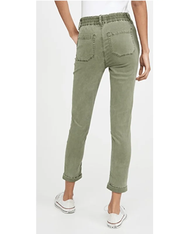 Army Green Christy Drawstring Pants Classic Stretch Pants