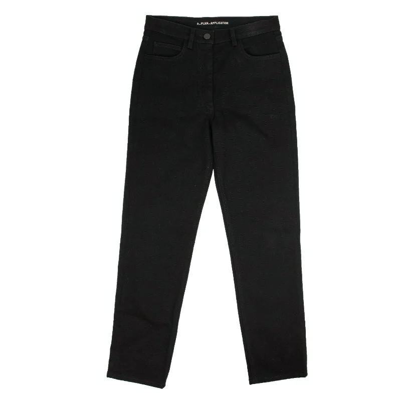 A_Plan_Application Black Denim Straight Leg Cropped Pants Comfortable Jogging Pants